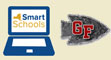 composite graphic of a laptop computer showing smart schools and the GF arrowhead logo
