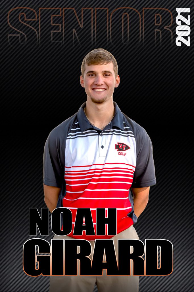 composite graphic of student smiling with text Noah Girard Senior 2021