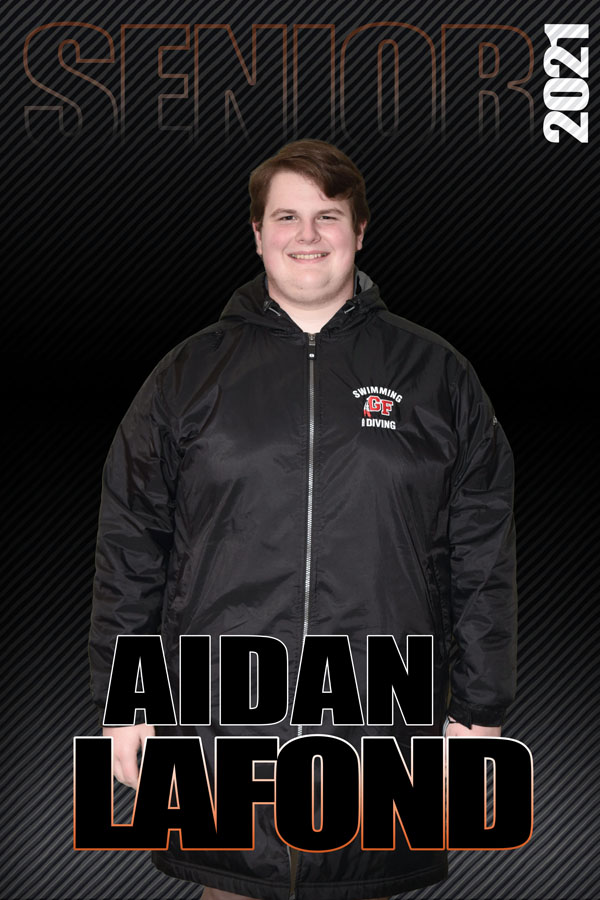 composite graphic of student smiling with text Aidan LaFond Senior 2021