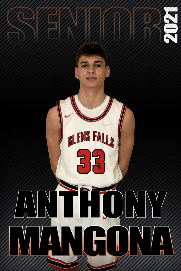 composite graphic of student smiling with text Anthony Mangona Senior 2021