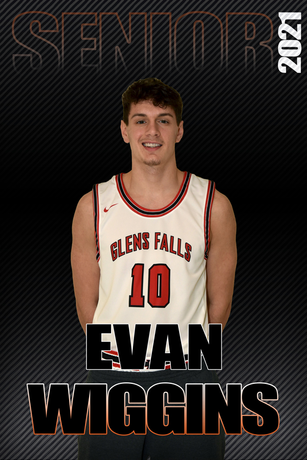 composite graphic of student smiling with text Evan Wiggins Senior 2021