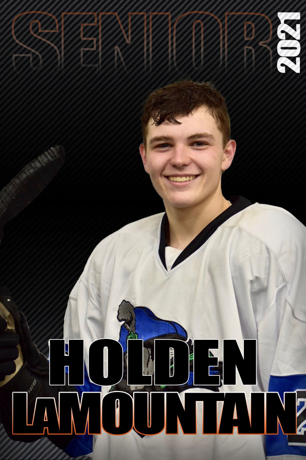 composite graphic of student smiling with text Holden LaMountain Senior 2021
