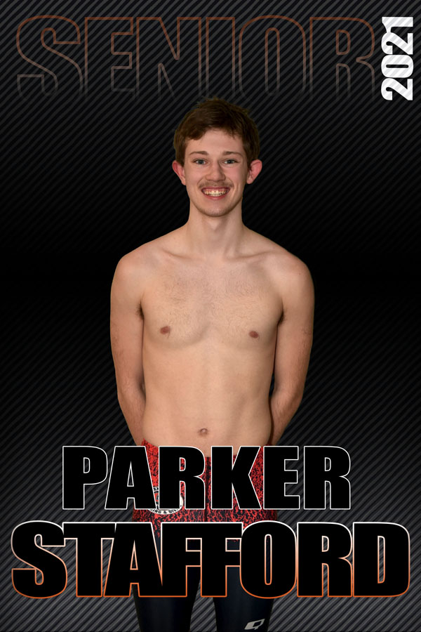 composite graphic of student smiling with text Parker Stafford Senior 2021