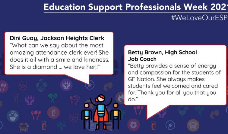 graphic with quote praising educational support staff members