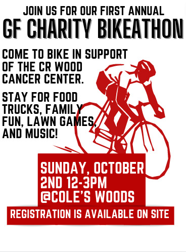 graphic advertising Bikeathon on Sunday, Oct. 2 from noon-3pm in Coles Woods