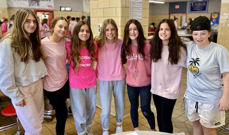 group of students dressed in pink for the Power of Pink day