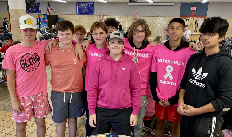 group of students dressed in pink for the Power of Pink day