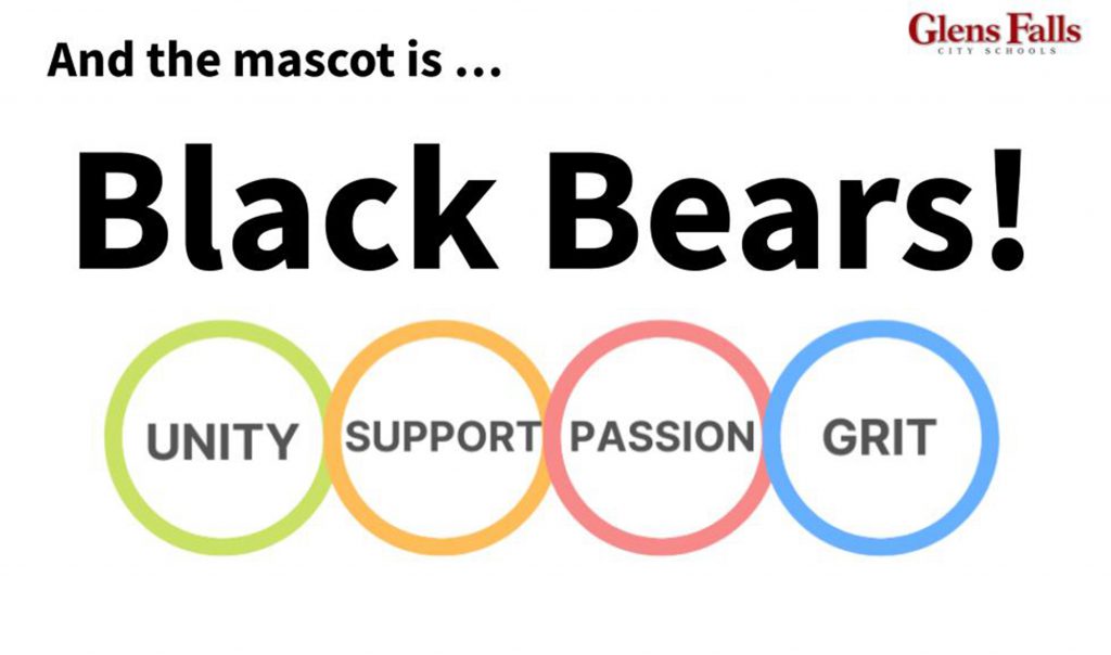 graphic with the Unity Support Passion Grit circles and text announcing the new mascot - Black Bears!