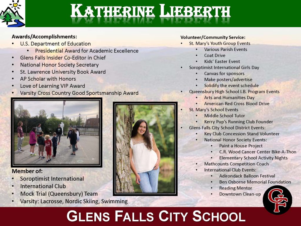 Glens Falls High School Senior Katherine Lieberth
