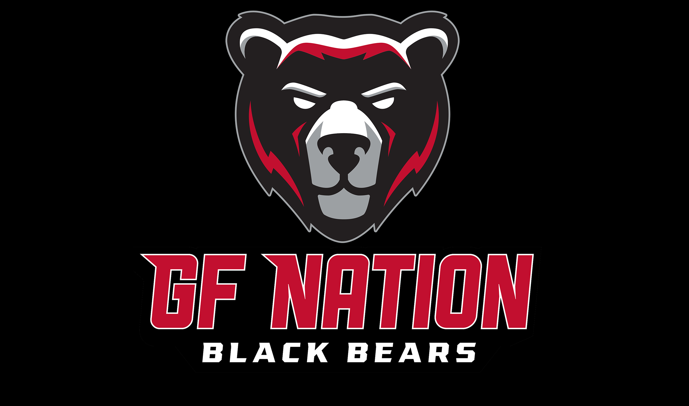 GF Nation Black Bears logo with the bear face on a black background