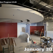 screen grab from the MS construction update video showing progress in the Large Group Instruction room